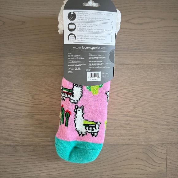 Pudus Llama Print Slipper Socks - Adult Size - Picture 2 of 3